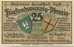 Lyck (heute: PL-Elk) - Stadt - 1.10.1920 - 25 Pfennig 