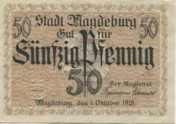 Magdeburg - Stadt - 1.10.1918 - 50 Pfennig 