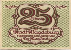 Magdeburg - Stadt - 1.4.1920 - 25 Pfennig 