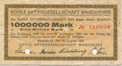 Magdeburg - Kohle AG, Otto von Guericke-Str. 47 - 14.8.1923 - 30.9.1923 - 1 Million Mark 