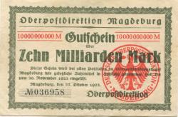 Magdeburg - Oberpostdirektion - 27.10.1923 - 30.11.1923 - 10 Milliarden Mark 