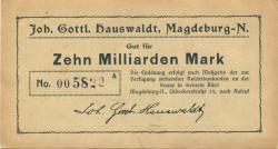 Magdeburg-Neustadt- Hauswaldt, Johann Gottlieb, Schokoladefabrik, Lübecker Str. 13 - -- - 10 Milliarden Mark 