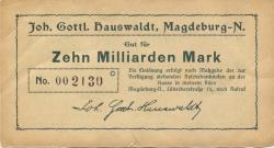 Magdeburg-Neustadt- Hauswaldt, Johann Gottlieb, Schokoladefabrik, Lübecker Str. 13 - -- - 10 Milliarden Mark 