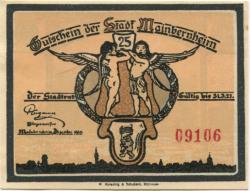 Mainbernheim - Stadt - Dezember 1920 - 31.3.1921 - 25 Pfennig 