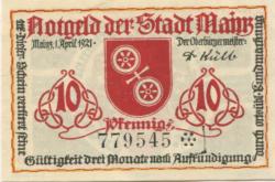 Mainz - Stadt - 1.4.1921 - 10 Pfennig 