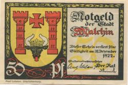 Malchin - Stadt - - 31.12.1922 - 50 Pfennig