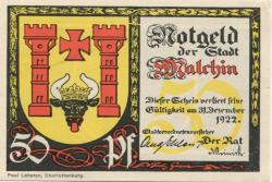 Malchin - Stadt - - 31.12.1922 - 50 Pfennig