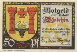 Malchin - Stadt - - 31.12.1922 - 50 Pfennig