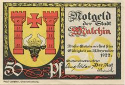 Malchin - Stadt - - 31.12.1922 - 50 Pfennig