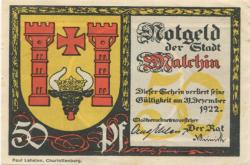 Malchin - Stadt - - 31.12.1922 - 50 Pfennig