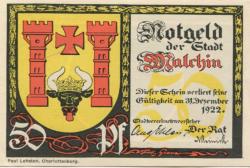 Malchin - Stadt - - 31.12.1922 - 50 Pfennig