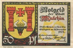 Malchin - Stadt - - 31.12.1922 - 50 Pfennig