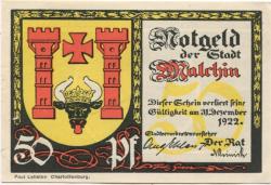 Malchin - Stadt - - 31.12.1922 - 50 Pfennig