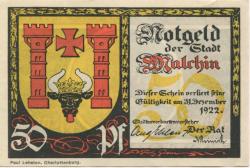 Malchin - Stadt - - 31.12.1922 - 50 Pfennig