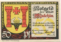Malchin - Stadt - - 31.12.1922 - 50 Pfennig