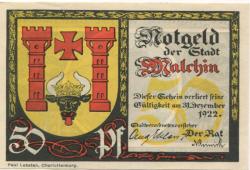 Malchin - Stadt - - 31.12.1922 - 50 Pfennig