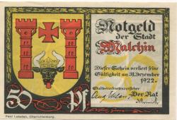 Malchin - Stadt - - 31.12.1922 - 50 Pfennig 