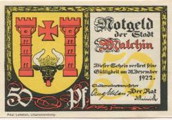 Malchin - Stadt - - 31.12.1922 - 50 Pfennig