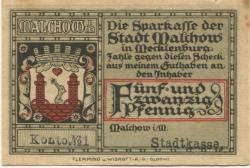 Malchow - Stadt - -- - 25 Pfennig