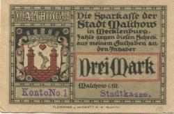 Malchow - Stadt - -- - 3 Mark