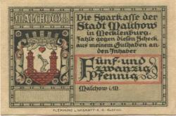 Malchow - Sparkasse* - -- - 25 Pfennig 