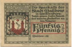 Malchow - Sparkasse* - -- - 50 Pfennig