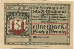 Malchow - Sparkasse* - -- - 1.50 Mark