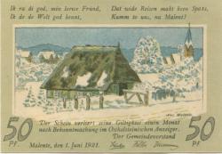 Malente-Gremsmühlen - Gemeinde - 1.6.1921 - 50 Pfennig