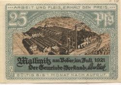Mallmitz (heute: PL-Malomice) - Gemeinde - Juli 1921 - 25 Pfennig
