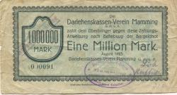 Mamming - Darlehnskassen-Verein GmbH - August 1923 - 1 Million Mark 