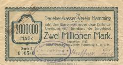 Mamming - Darlehnskassen-Verein GmbH - September 1923 - 2 Millionen Mark