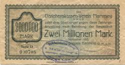 Mamming - Darlehnskassen-Verein GmbH - September 1923 - 2 Millionen Mark
