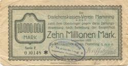 Mamming - Darlehnskassen-Verein GmbH - September 1923 - 10 Millionen Mark 