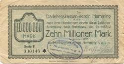 Mamming - Darlehnskassen-Verein GmbH - September 1923 - 10 Millionen Mark