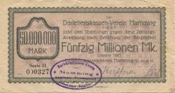 Mamming - Darlehnskassen-Verein GmbH - Oktober 1923 - 50 Millionen Mark 
