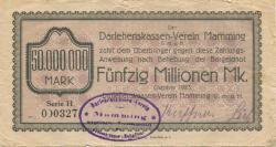 Mamming - Darlehnskassen-Verein GmbH - Oktober 1923 - 50 Millionen Mark
