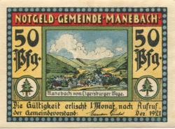 Manebach (heute: Ilmenau) - Gemeinde - Dezember 1921 - 50 Pfennig 