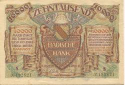 Mannheim - Badische Bank - 1.4.1923 - 10000 Mark