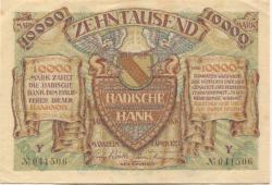 Mannheim - Badische Bank - 1.4.1923 - 10000 Mark