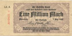 Mannheim - Badische Bank - 7.8.1923 - 1 Million Mark