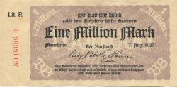 Mannheim - Badische Bank - 7.8.1923 - 1 Million Mark