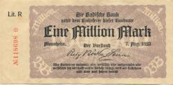 Mannheim - Badische Bank - 7.8.1923 - 1 Million Mark 