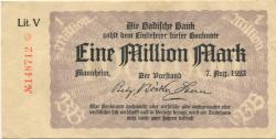 Mannheim - Badische Bank - 7.8.1923 - 1 Million Mark