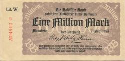 Mannheim - Badische Bank - 7.8.1923 - 1 Million Mark