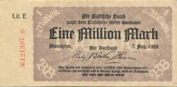 Mannheim - Badische Bank - 7.8.1923 - 1 Million Mark 
