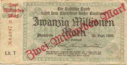 Mannheim - Badische Bank - 25.9.1923 - 2 Millarden Mark