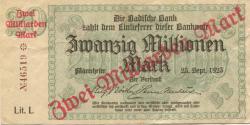 Mannheim - Badische Bank - 25.9.1923 - 2 Millarden Mark