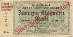 Mannheim - Badische Bank - 25.9.1923 - 2 Millarden Mark