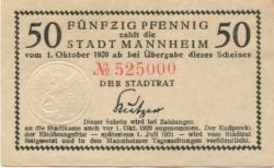 Mannheim - Stadt - - 1.7.1921 - 50 Pfennig