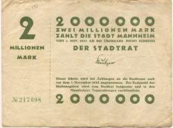 Mannheim - Stadt - - 1.11.1923 - 2 Millionen Mark